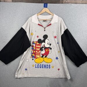 Mickey Unlimited Quarter Zip Pullover Womens 3X Gray Vintage Legends 90s Plus